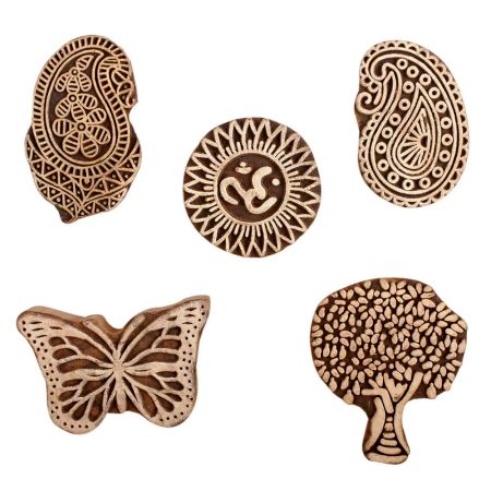 Set of 5 Piece New Mix Wooden Printing Block